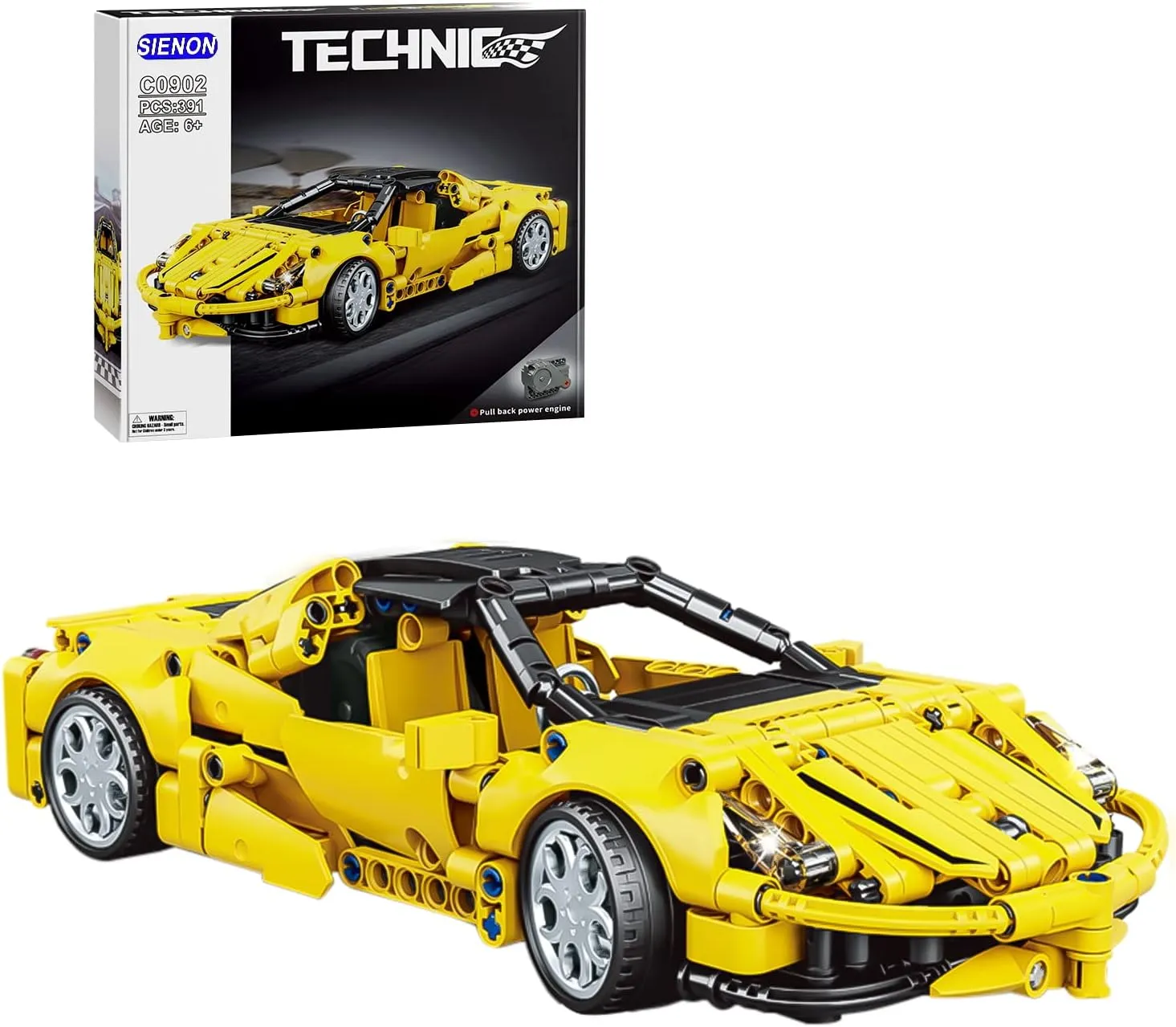 SIENON Technic Super Sports Car Building Kit, Pull Back Race Car Toy, Collectible Model Supercar Building Set, Vehicle Construction Toys for Kids Girls Boys Age 6  (391 Pcs)