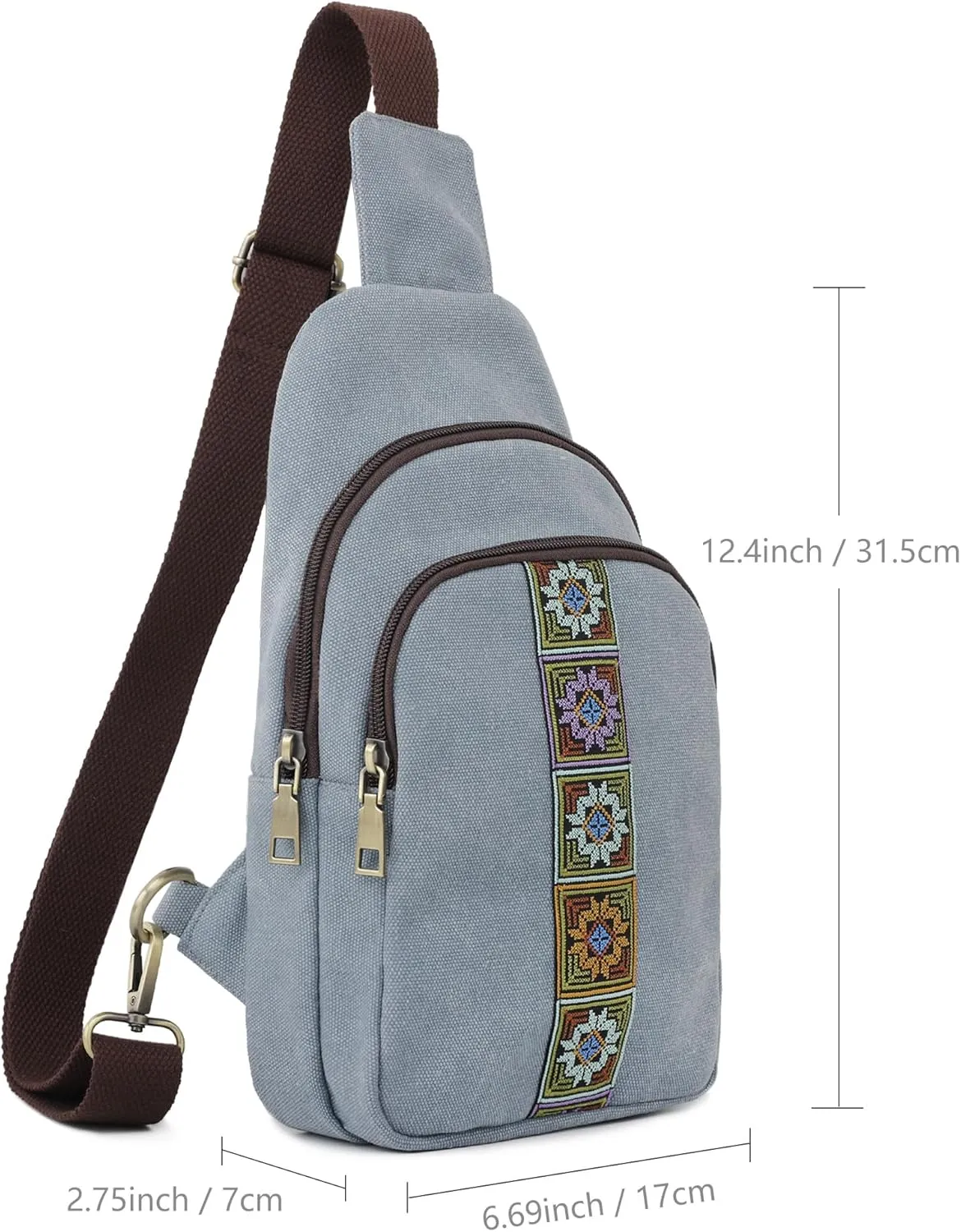 SILKAREA Canvas Sling Bag for Wome Crossbody Purse Small Sling Backpack Purse Travel Hiking Chest Bag Daypack