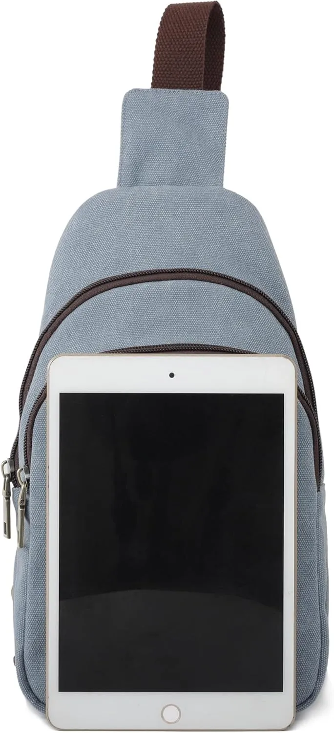 SILKAREA Canvas Sling Bag for Wome Crossbody Purse Small Sling Backpack Purse Travel Hiking Chest Bag Daypack