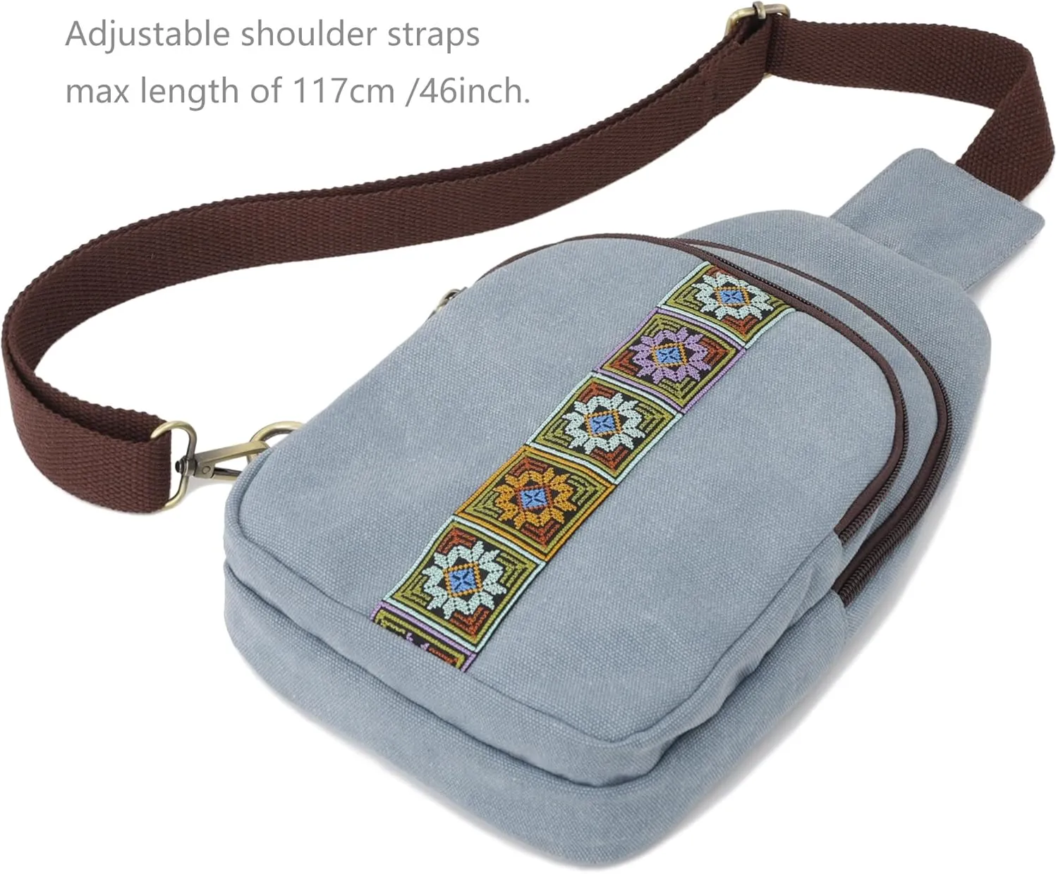 SILKAREA Canvas Sling Bag for Wome Crossbody Purse Small Sling Backpack Purse Travel Hiking Chest Bag Daypack