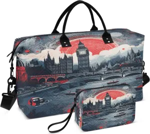 Sketch Paris Tower Travel Duffel Bags Gym Bag Weekender Handbag with Toiletry Bag for Women Girls Men