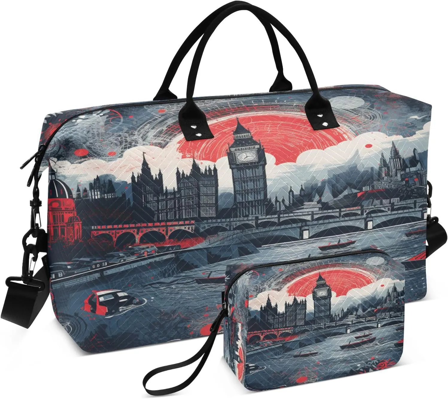 Sketch Paris Tower Travel Duffel Bags Gym Bag Weekender Handbag with Toiletry Bag for Women Girls Men