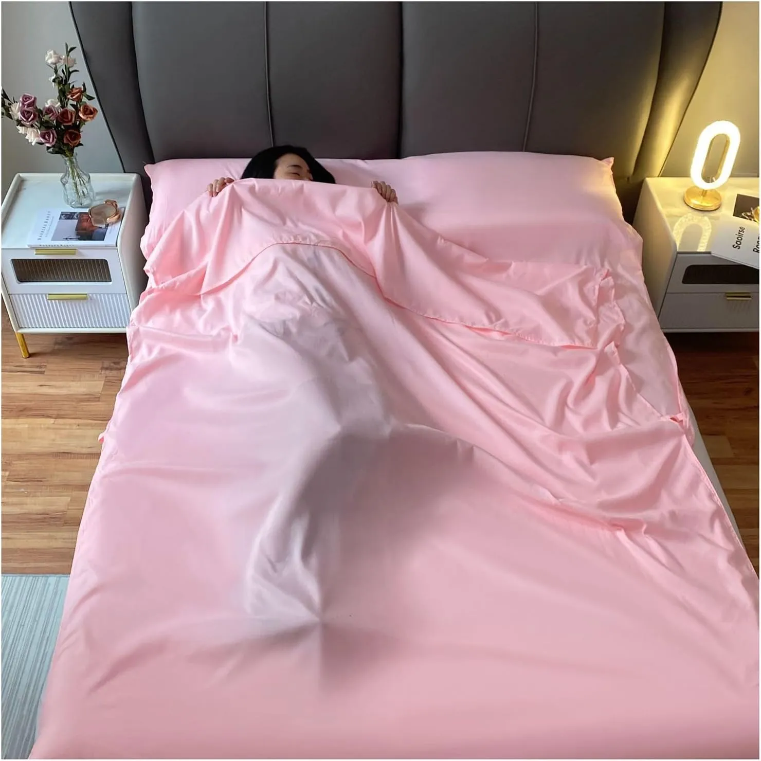 Sleeping Bag Liners Lightweight Portable Sleeping Bag, Outdoor Travel Hotel Bed Sheets Sleeping Bag Lined, for Single Double Beds, Soft and Comfortable with Storage Bag