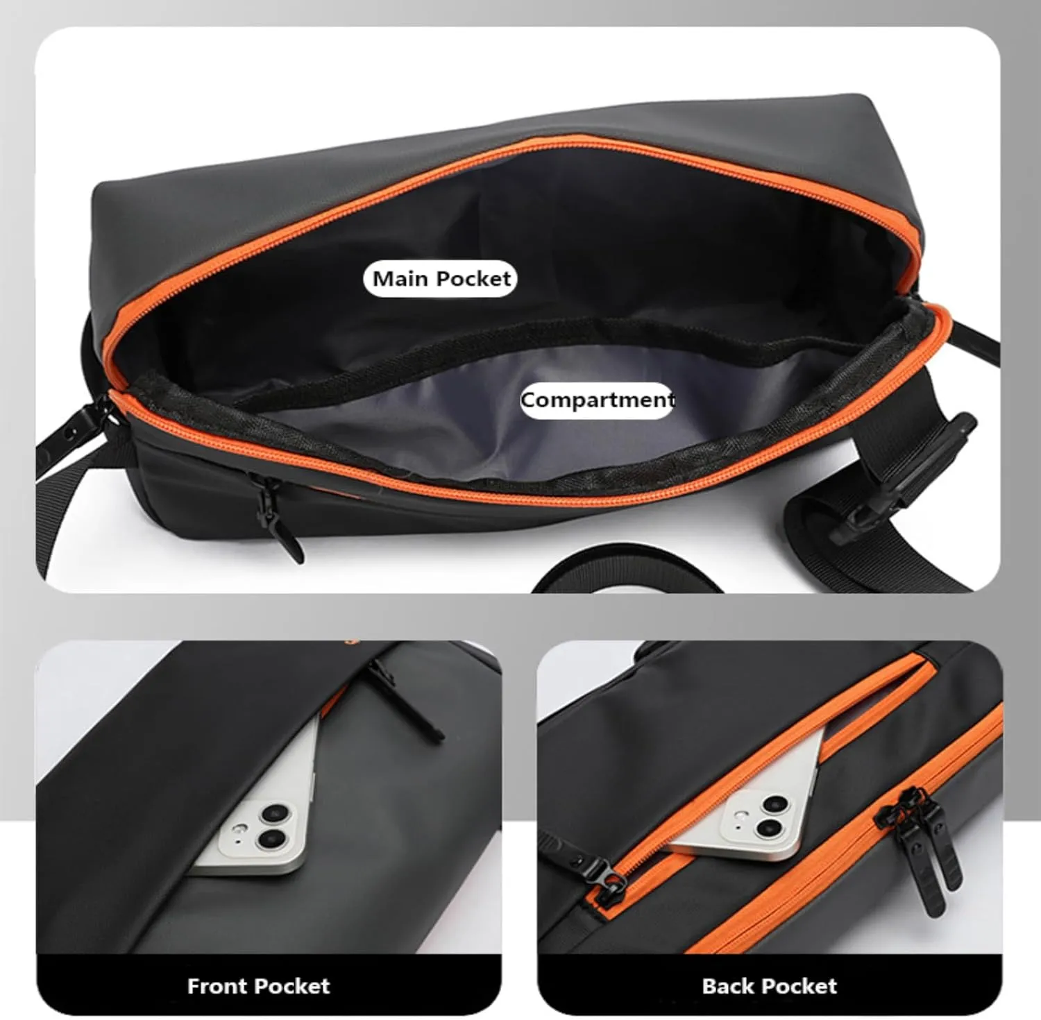 Sling Bag for Men,Chest Bag Shoulder Bag Crossbody Backpack Hiking Travel Daypack(Black)