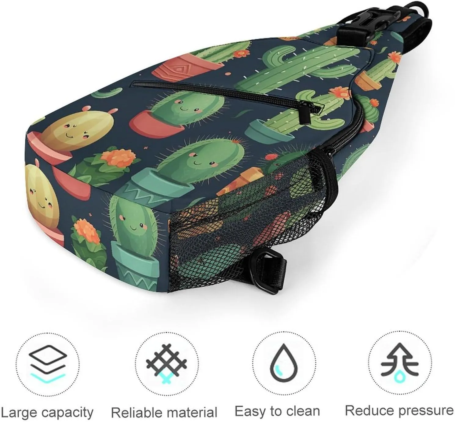 Sling Bag for Women Men Cactus Seamless Illustration Travel Hiking Backpack Crossbody Shoulder Chest Bags Casual Daypack