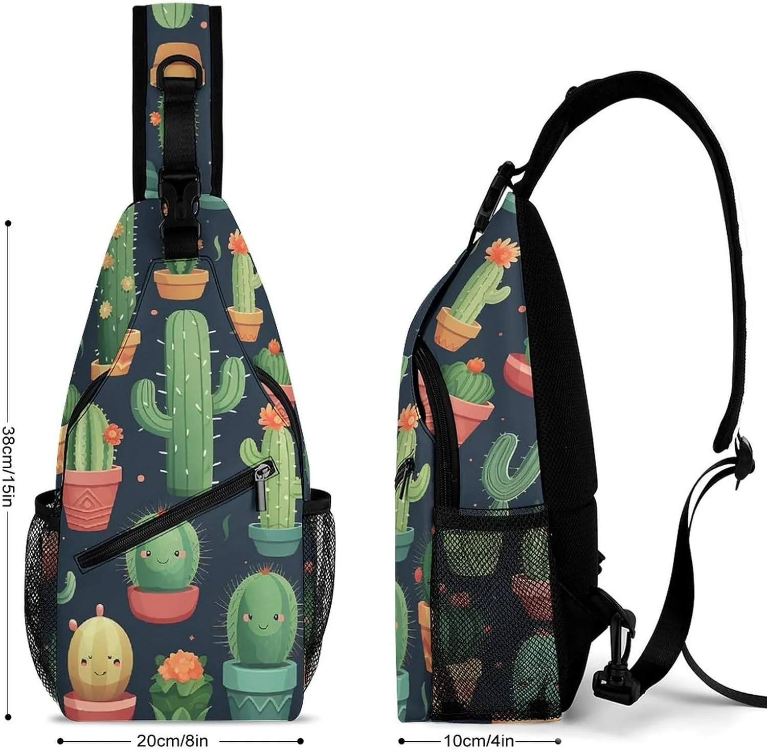 Sling Bag for Women Men Cactus Seamless Illustration Travel Hiking Backpack Crossbody Shoulder Chest Bags Casual Daypack