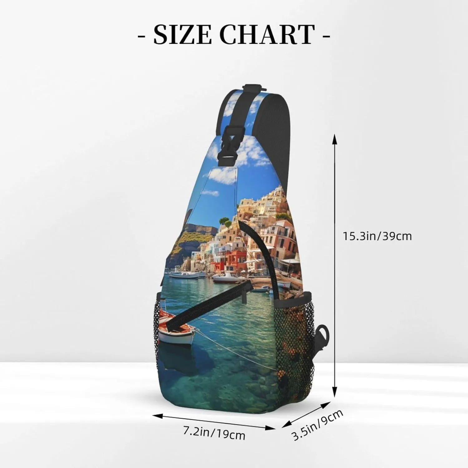Sling Bag for Women Men Crossbody Bag Sling Backpack Seaside Town Cross Body Bag Adjustable Chest Bag
