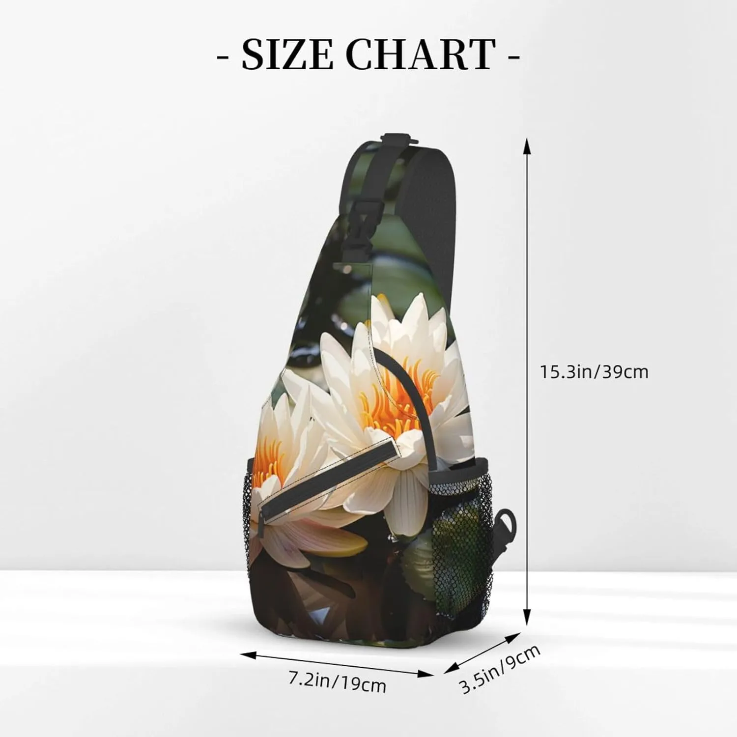 Sling Bag for Women Men Crossbody Bag Small Sling Backpack Two Water Lilies Chest Bag Hiking Daypack