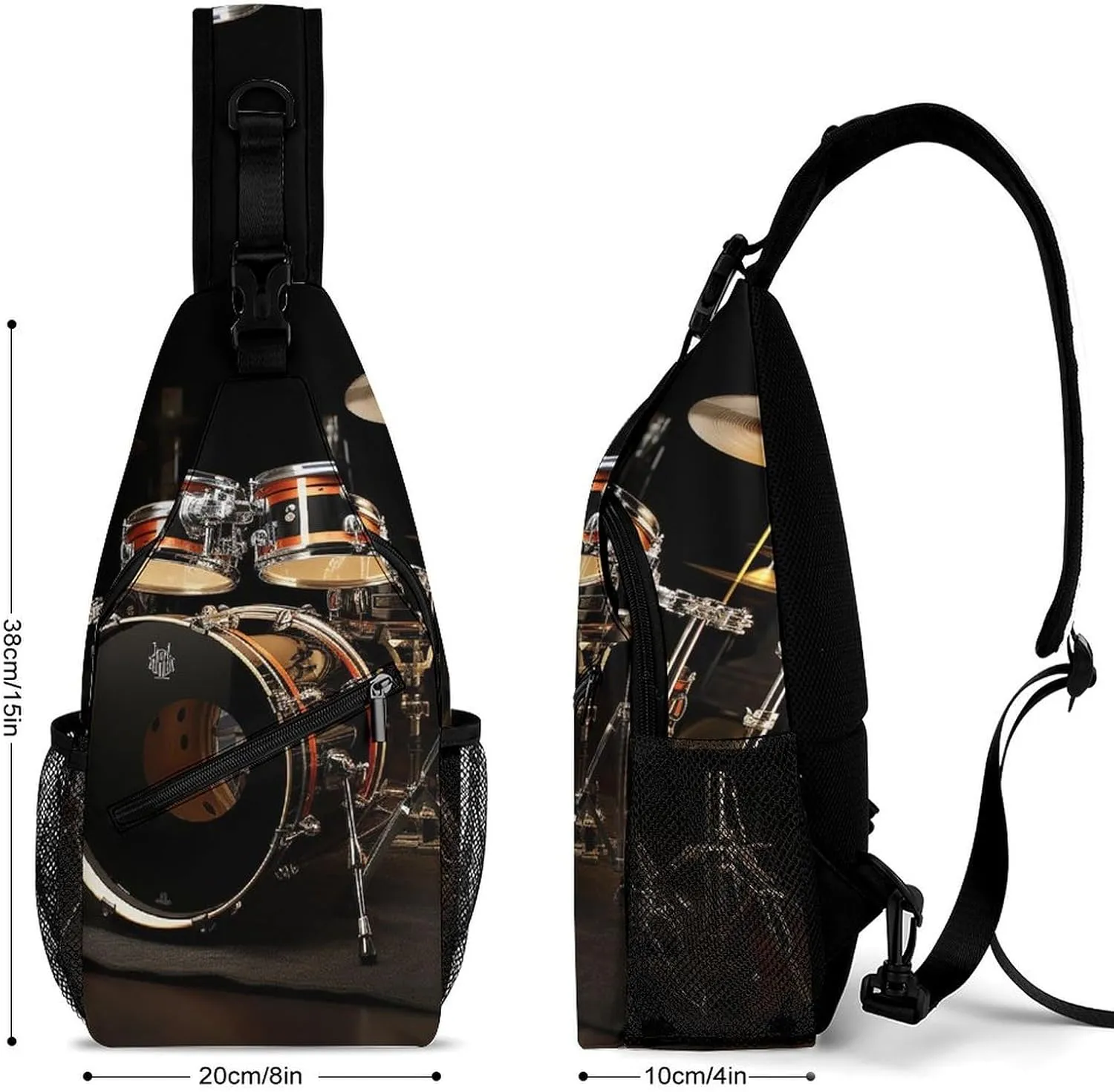 Sling Bag for Women Men Drum Set Travel Hiking Backpack Crossbody Shoulder Chest Bags Casual Daypack