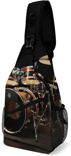 Sling Bag for Women Men Drum Set Travel Hiking Backpack Crossbody Shoulder Chest Bags Casual Daypack