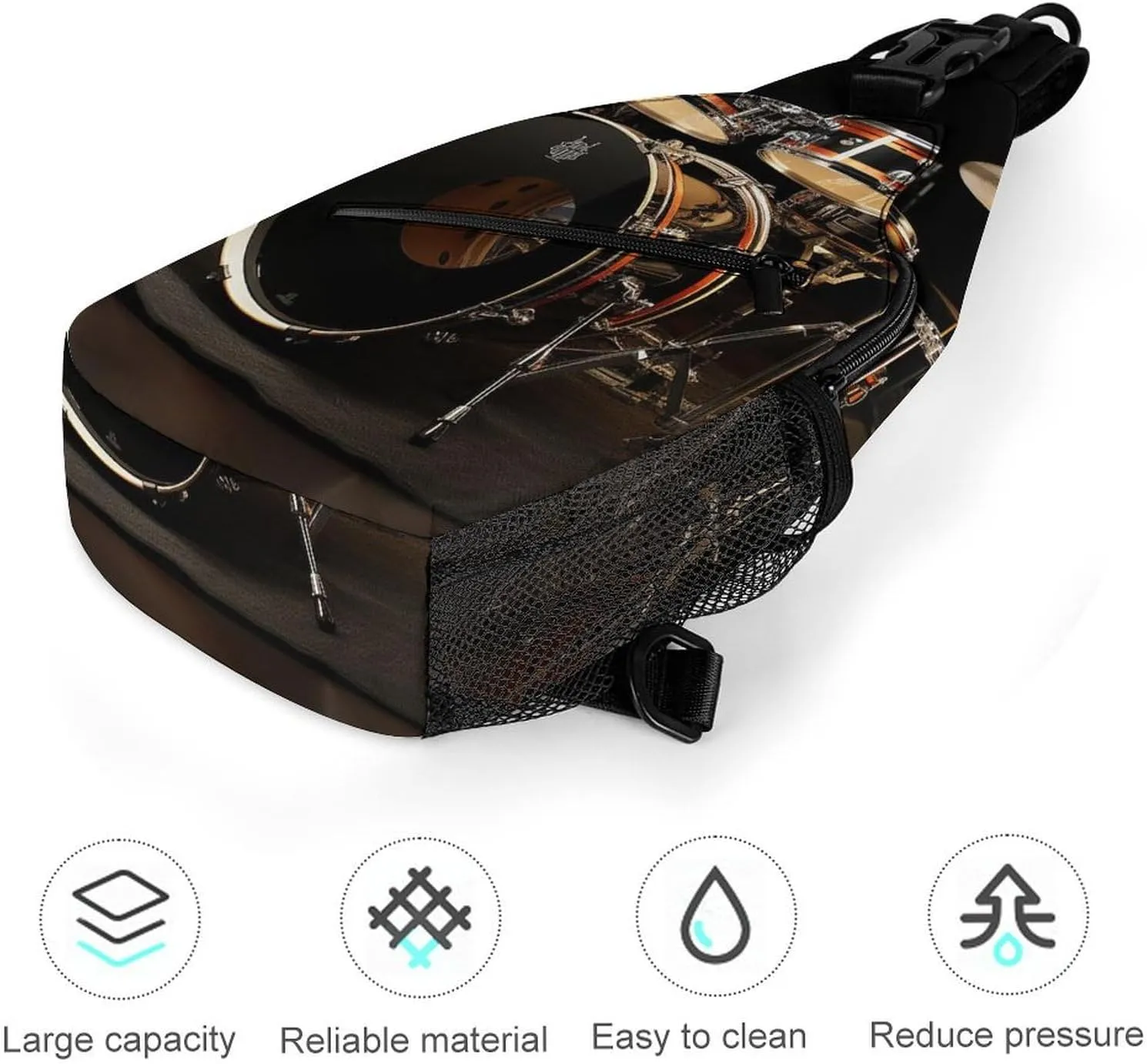 Sling Bag for Women Men Drum Set Travel Hiking Backpack Crossbody Shoulder Chest Bags Casual Daypack