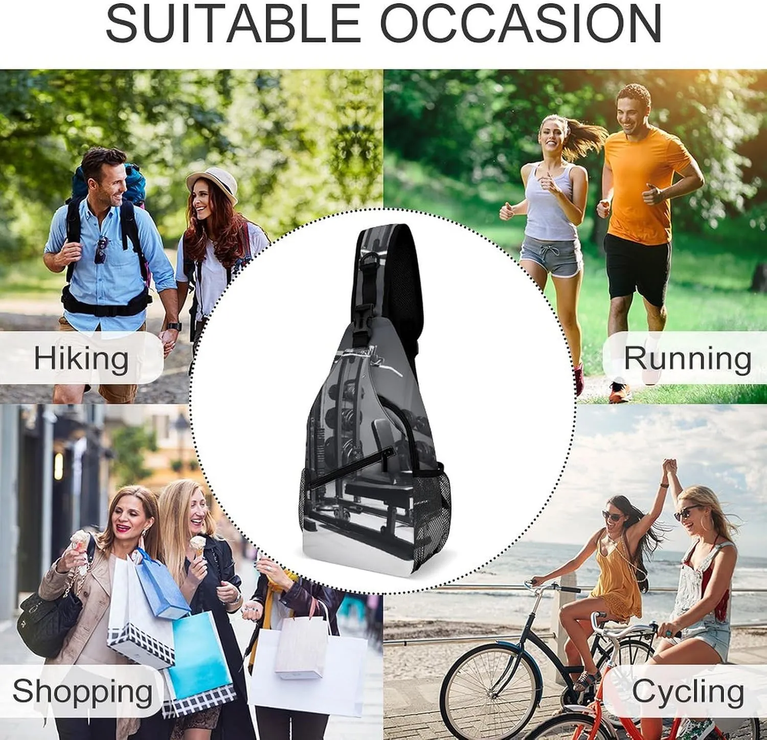 Sling Bag for Women Men Gym Equipment Travel Hiking Backpack Crossbody Shoulder Chest Bags Casual Daypack
