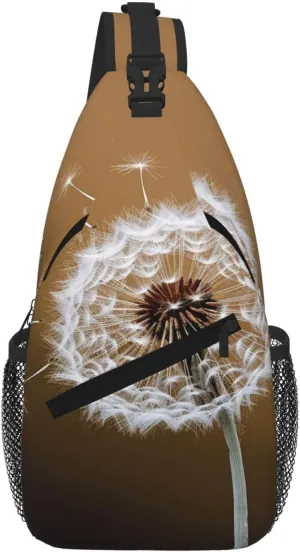 Sling Bag For Women Men Travel Hiking Backpack Crossbody Shoulder Chest Bags Blown Dandelion Blossom Casual Daypack