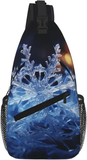Sling Bag For Women Men Travel Hiking Backpack Crossbody Shoulder Chest Bags Crystal Snowflake Casual Daypack