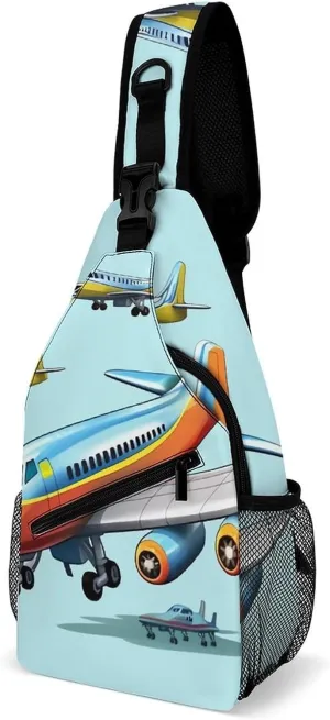 Sling Bag for Women Travel Crossbody Cartoon Airplane Fanny Pack Casual Daypack Cross Body Chest Bag