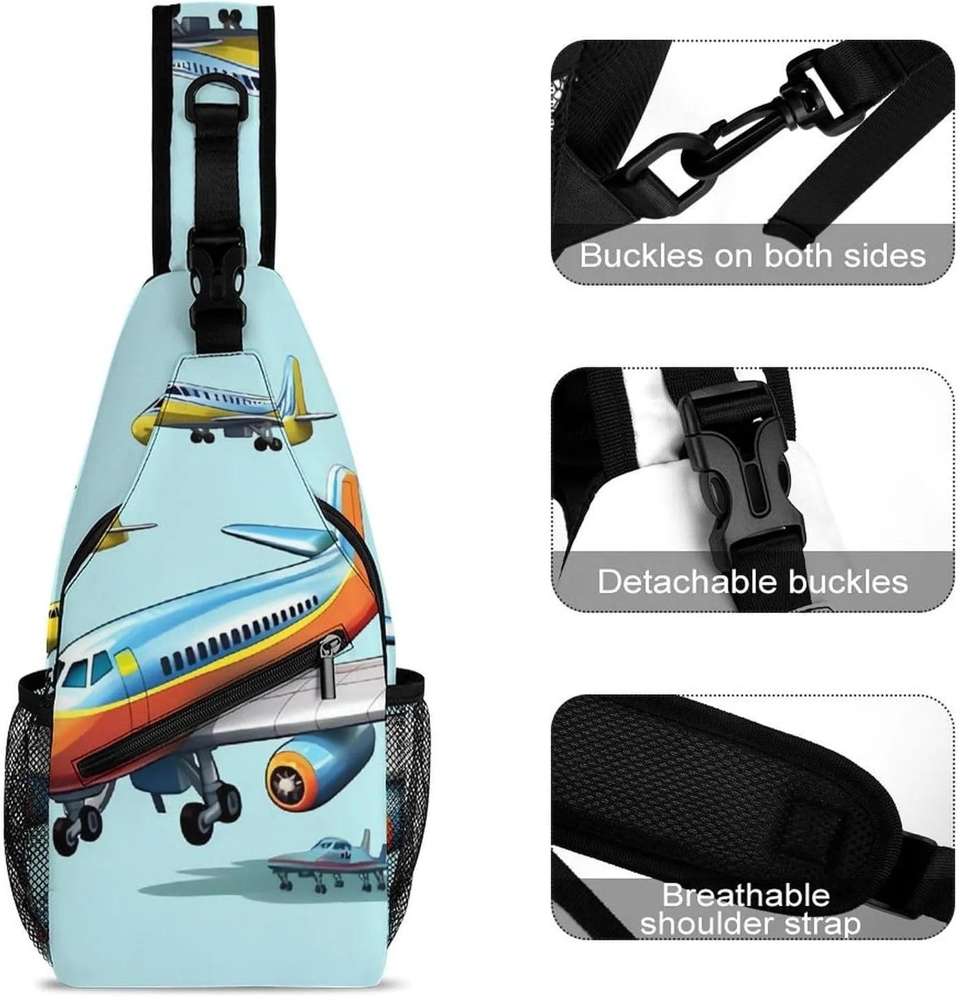 Sling Bag for Women Travel Crossbody Cartoon Airplane Fanny Pack Casual Daypack Cross Body Chest Bag