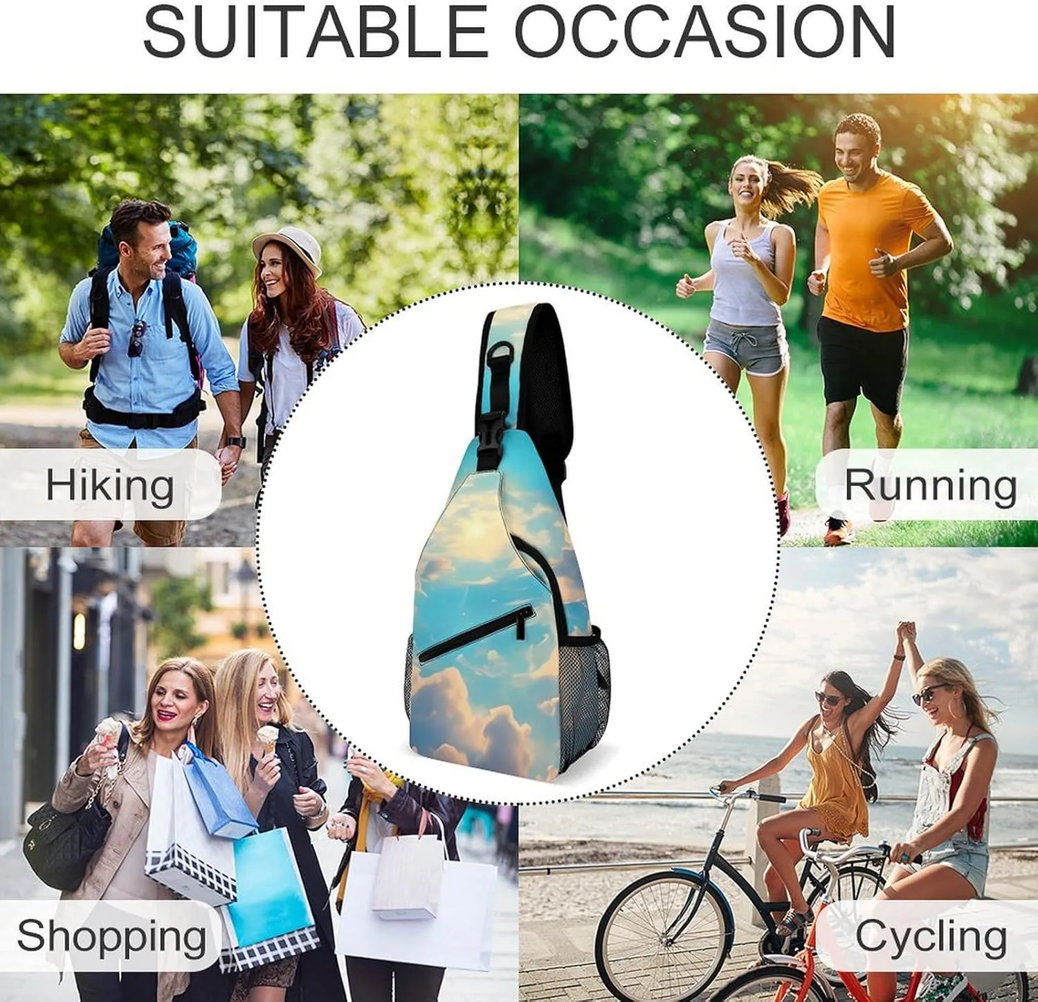 Sling Bag for Women Travel Crossbody Cloudy Sky Fanny Pack Casual Daypack Cross Body Chest Bag