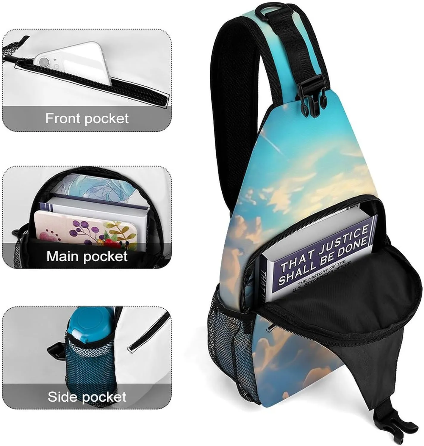 Sling Bag for Women Travel Crossbody Cloudy Sky Fanny Pack Casual Daypack Cross Body Chest Bag