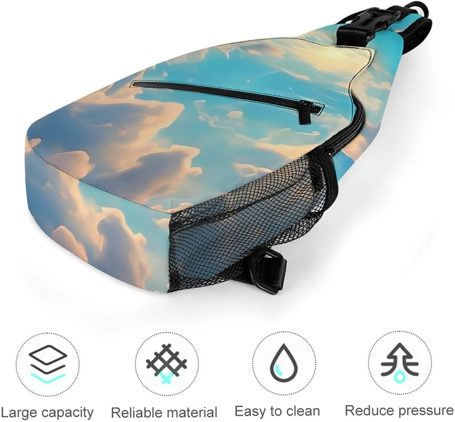 Sling Bag for Women Travel Crossbody Cloudy Sky Fanny Pack Casual Daypack Cross Body Chest Bag