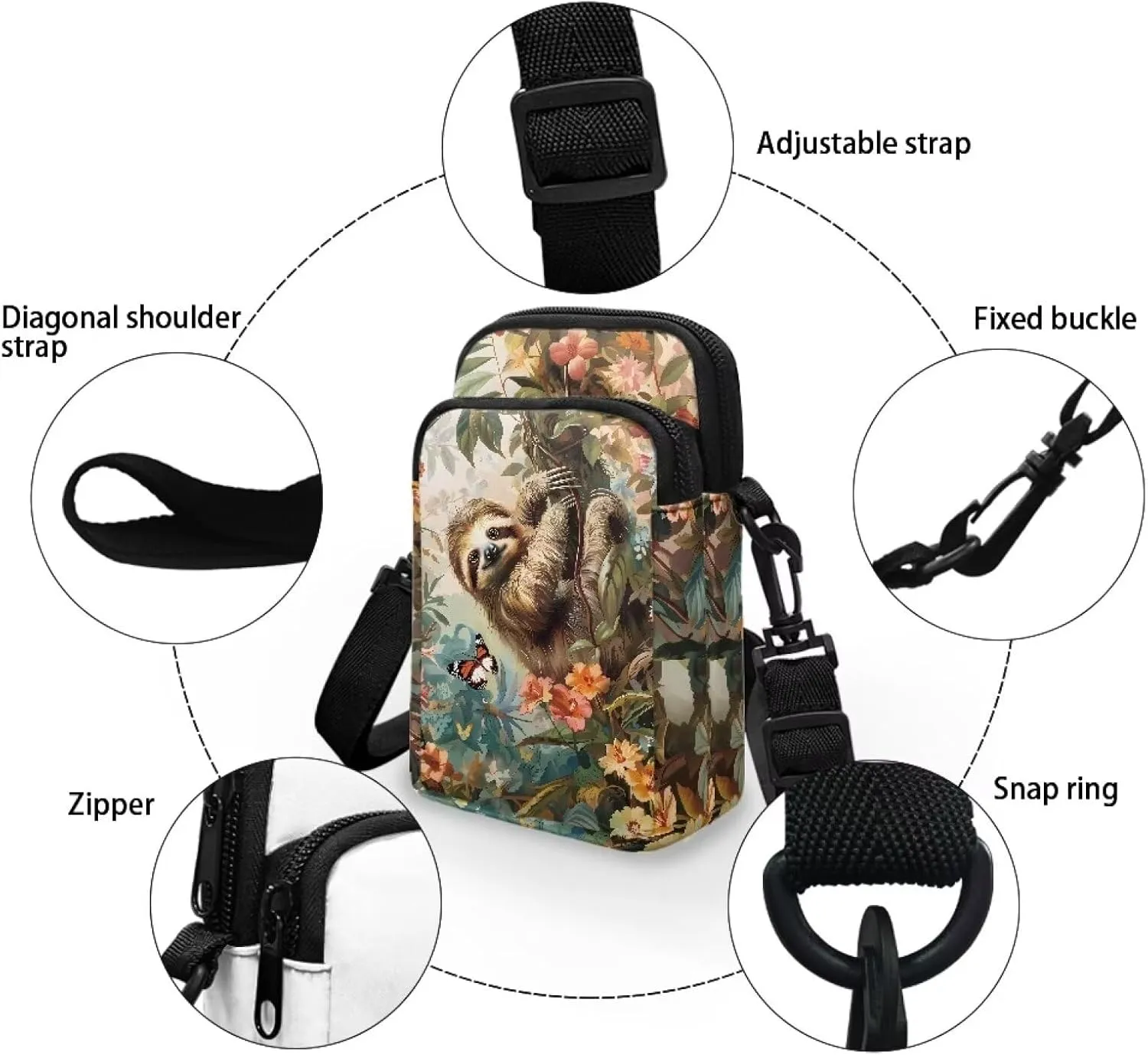 Small Cross Body Purse Trendy Phone Double Layer Shoulder Bags for Women Zip Messenger Bag