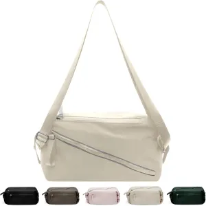 Small Gym Bag, Stylish Compact Sports Bag, Mini Duffle Bag, Nylon Crossbody Bags for Women Men, Weekender Bags, Suitable For Gym Work Fitness Yoga Travel 3 in 1 Sling Bags (White)