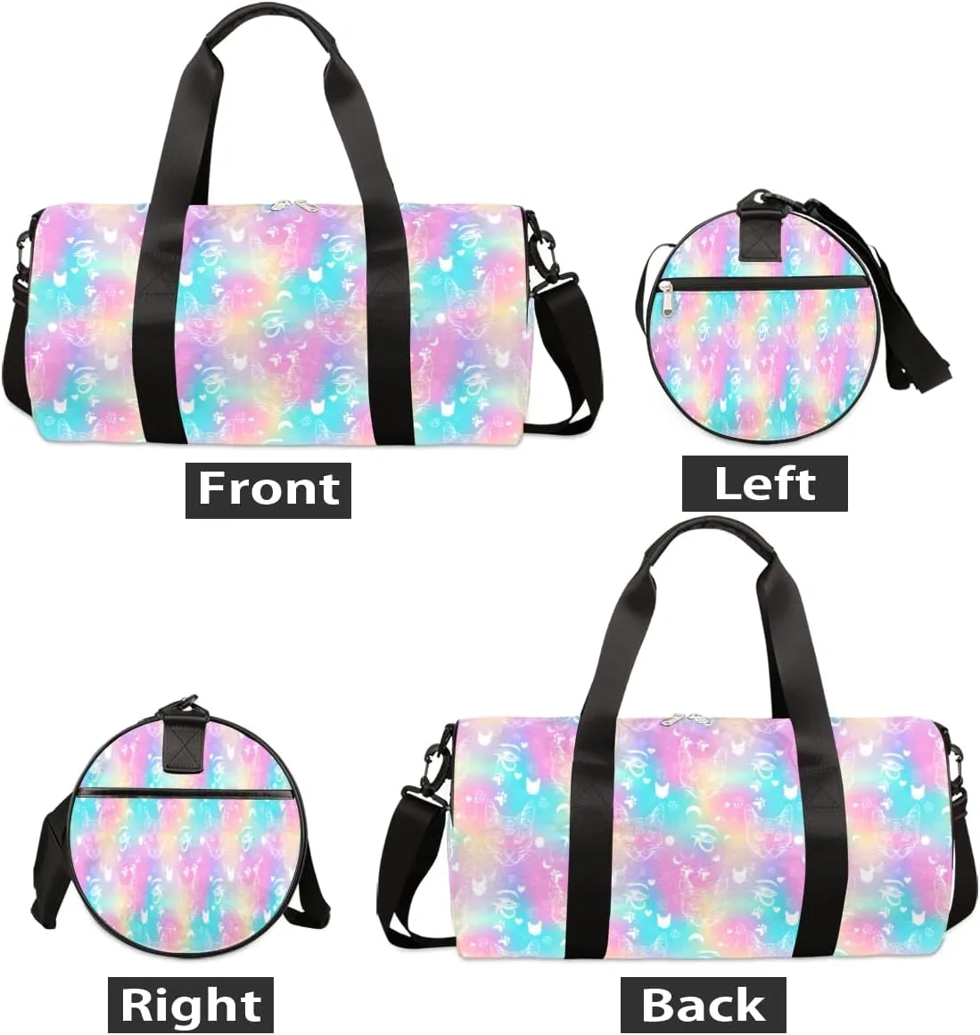 Small Gym Duffel Bags 17.8×9×9 Cat Rainbow Gradient Gym Bag for Men Women Overnight Weekender Bag Lightweight Sport Duffle Bag Carry On Gymbag