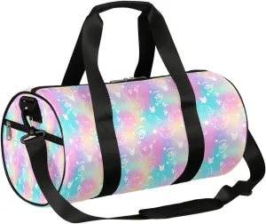 Small Gym Duffel Bags 17.8×9×9 Cat Rainbow Gradient Gym Bag for Men Women Overnight Weekender Bag Lightweight Sport Duffle Bag Carry On Gymbag