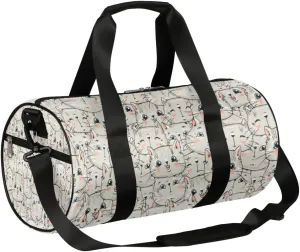 Small Gym Duffel Bags 17.8×9×9 Cat Sketch Gym Bag for Men Women Overnight Weekender Bag Lightweight Sport Duffle Bag Carry On Gymbag