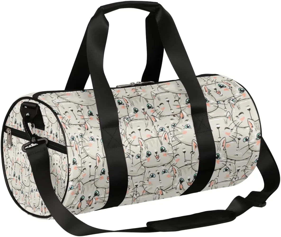 Small Gym Duffel Bags 17.8×9×9 Cat Sketch Gym Bag for Men Women Overnight Weekender Bag Lightweight Sport Duffle Bag Carry On Gymbag