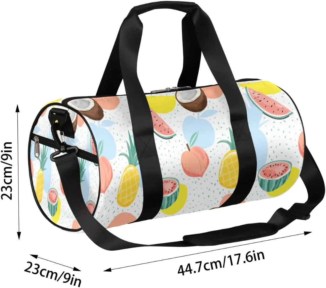 Small Gym Duffel Bags 17.8×9×9 Coconuts Peach Watermelon Gym Bag for Men Women Overnight Weekender Bag Lightweight Sport Duffle Bag Carry On Gymbag