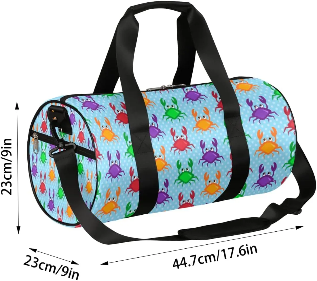 Small Gym Duffel Bags 17.8×9×9 Crabs Adorable Gym Bag for Men Women Overnight Weekender Bag Lightweight Sport Duffle Bag Carry On Gymbag
