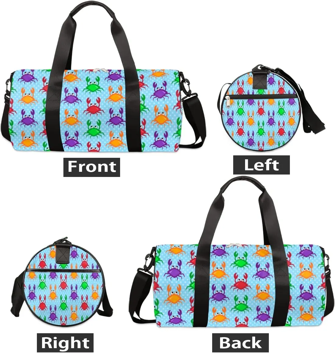 Small Gym Duffel Bags 17.8×9×9 Crabs Adorable Gym Bag for Men Women Overnight Weekender Bag Lightweight Sport Duffle Bag Carry On Gymbag