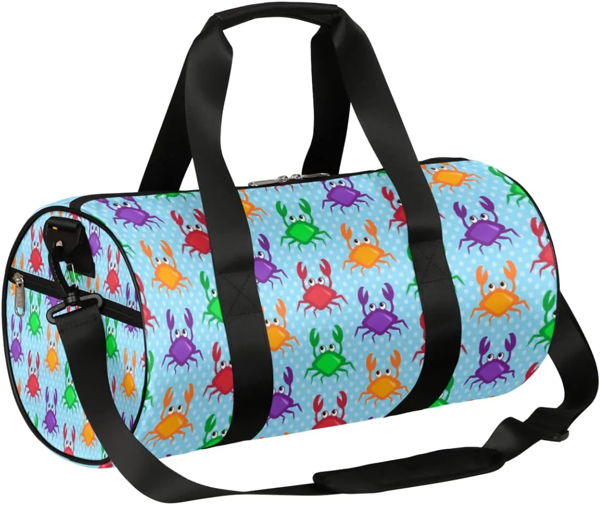 Small Gym Duffel Bags 17.8×9×9 Crabs Adorable Gym Bag for Men Women Overnight Weekender Bag Lightweight Sport Duffle Bag Carry On Gymbag