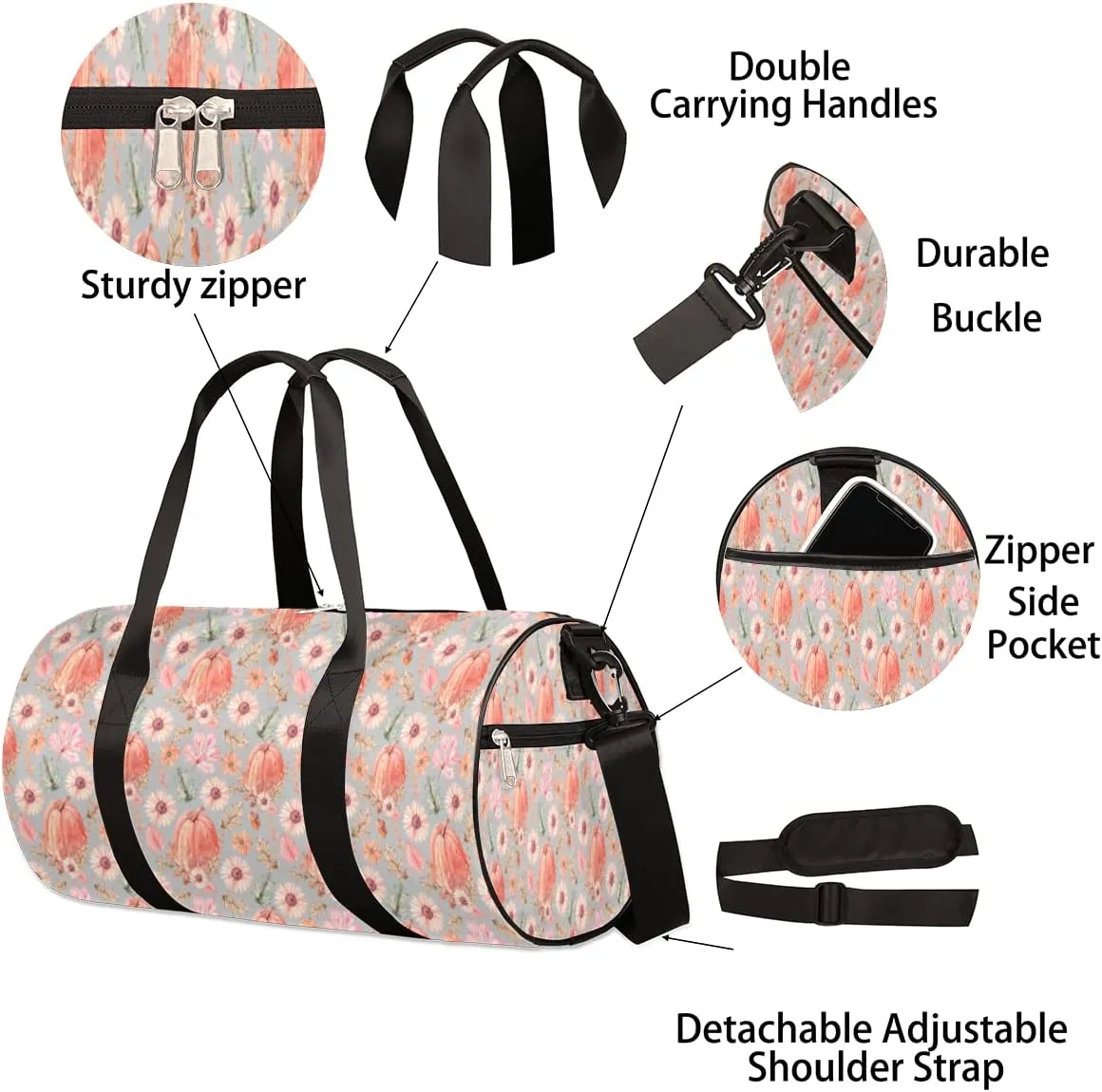 Small Gym Duffel Bags 17.8×9×9 Enchanting Sunflower Gym Bag for Men Women Overnight Weekender Bag Lightweight Sport Duffle Bag Carry On Gymbag
