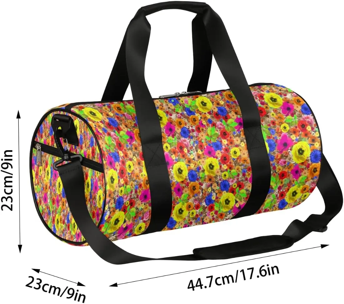 Small Gym Duffel Bags 17.8×9×9 Gorgeous Flower Petals Gym Bag for Men Women Overnight Weekender Bag Lightweight Sport Duffle Bag Carry On Gymbag