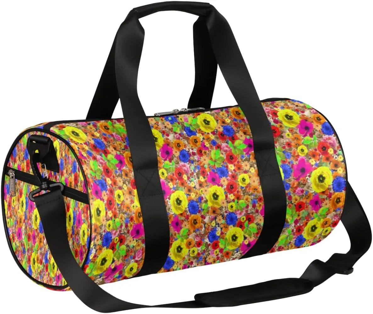Small Gym Duffel Bags 17.8×9×9 Gorgeous Flower Petals Gym Bag for Men Women Overnight Weekender Bag Lightweight Sport Duffle Bag Carry On Gymbag