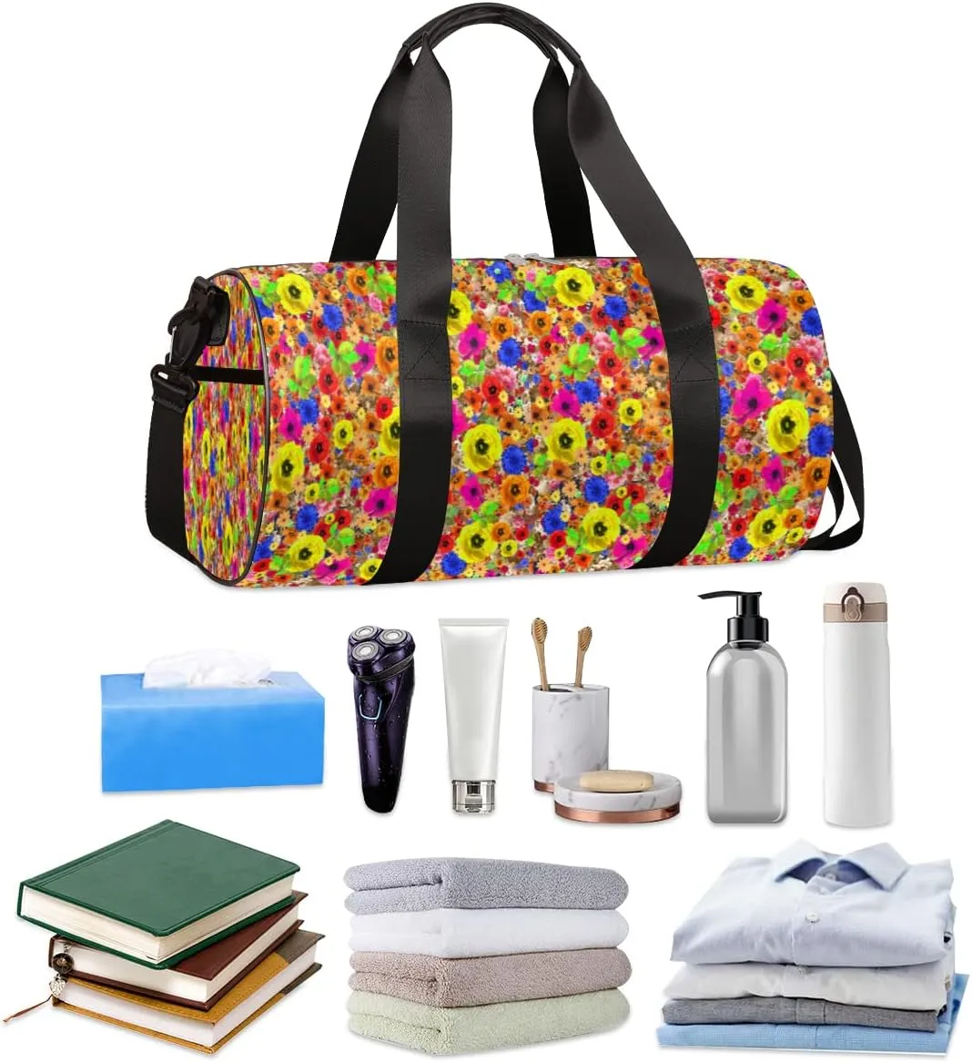 Small Gym Duffel Bags 17.8×9×9 Gorgeous Flower Petals Gym Bag for Men Women Overnight Weekender Bag Lightweight Sport Duffle Bag Carry On Gymbag