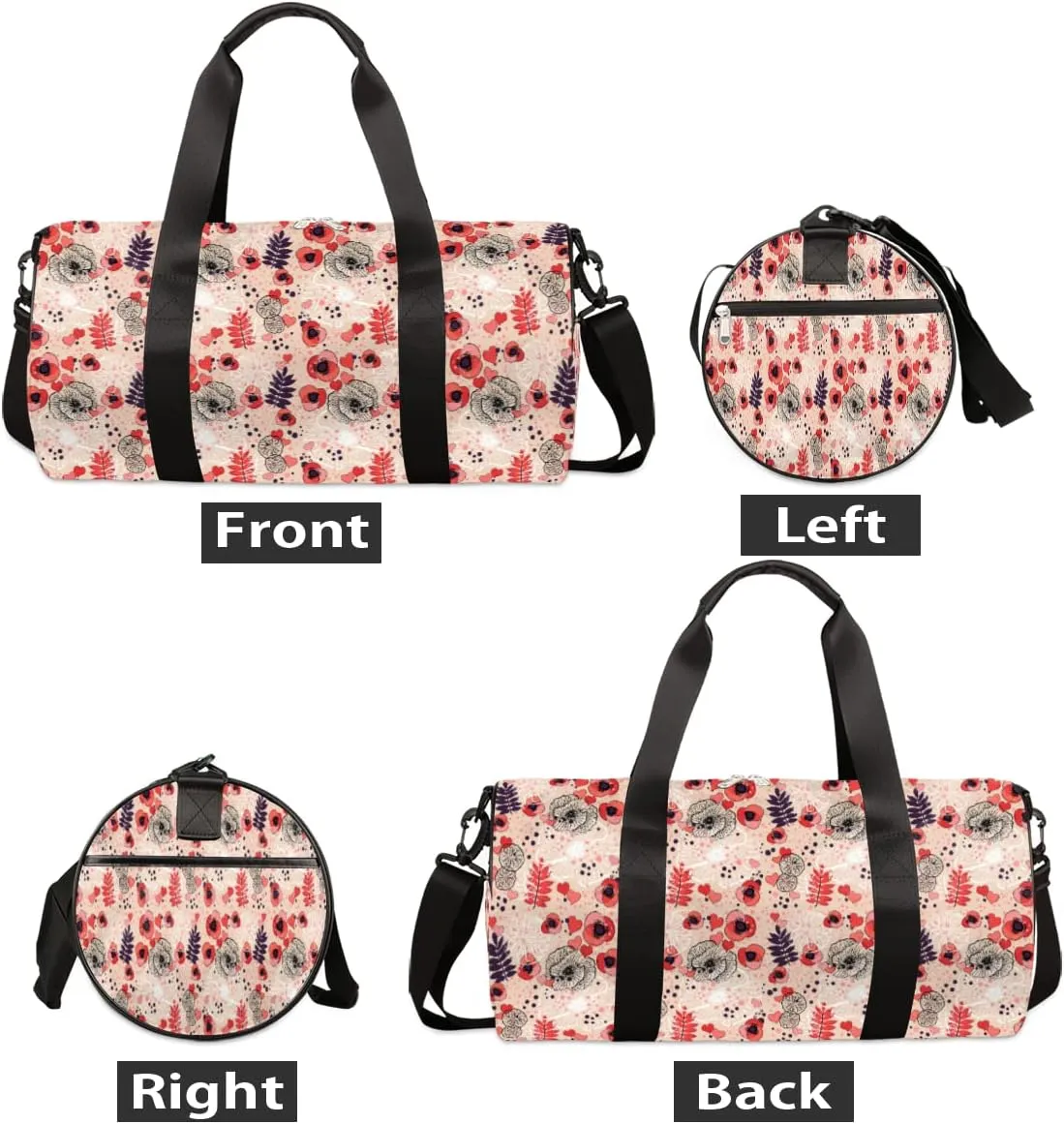 Small Gym Duffel Bags 17.8×9×9 Heart Flower Abstract Gym Bag for Men Women Overnight Weekender Bag Lightweight Sport Duffle Bag Carry On Gymbag