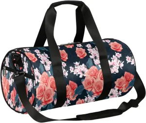 Small Gym Duffel Bags 17.8×9×9 Rose Orchid Watercolor Gym Bag for Men Women Overnight Weekender Bag Lightweight Sport Duffle Bag Carry On Gymbag