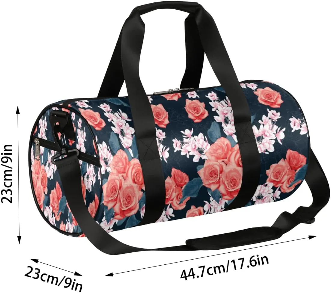 Small Gym Duffel Bags 17.8×9×9 Rose Orchid Watercolor Gym Bag for Men Women Overnight Weekender Bag Lightweight Sport Duffle Bag Carry On Gymbag