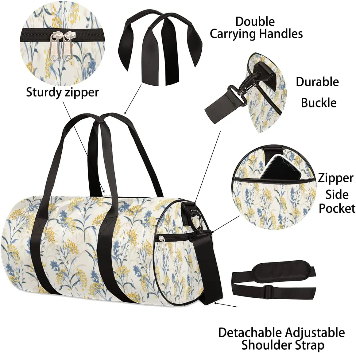 Small Gym Duffel Bags 17.8×9×9 Spring Mountain Flower Gym Bag for Men Women Overnight Weekender Bag Lightweight Sport Duffle Bag Carry On Gymbag