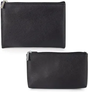 Small Makeup Bag, Portable Makeup Pouch Set of 2, Lightweight Brushes Pouch Period Kit Bag, Multipurpose Water-resistant Zipper Pouch, Black