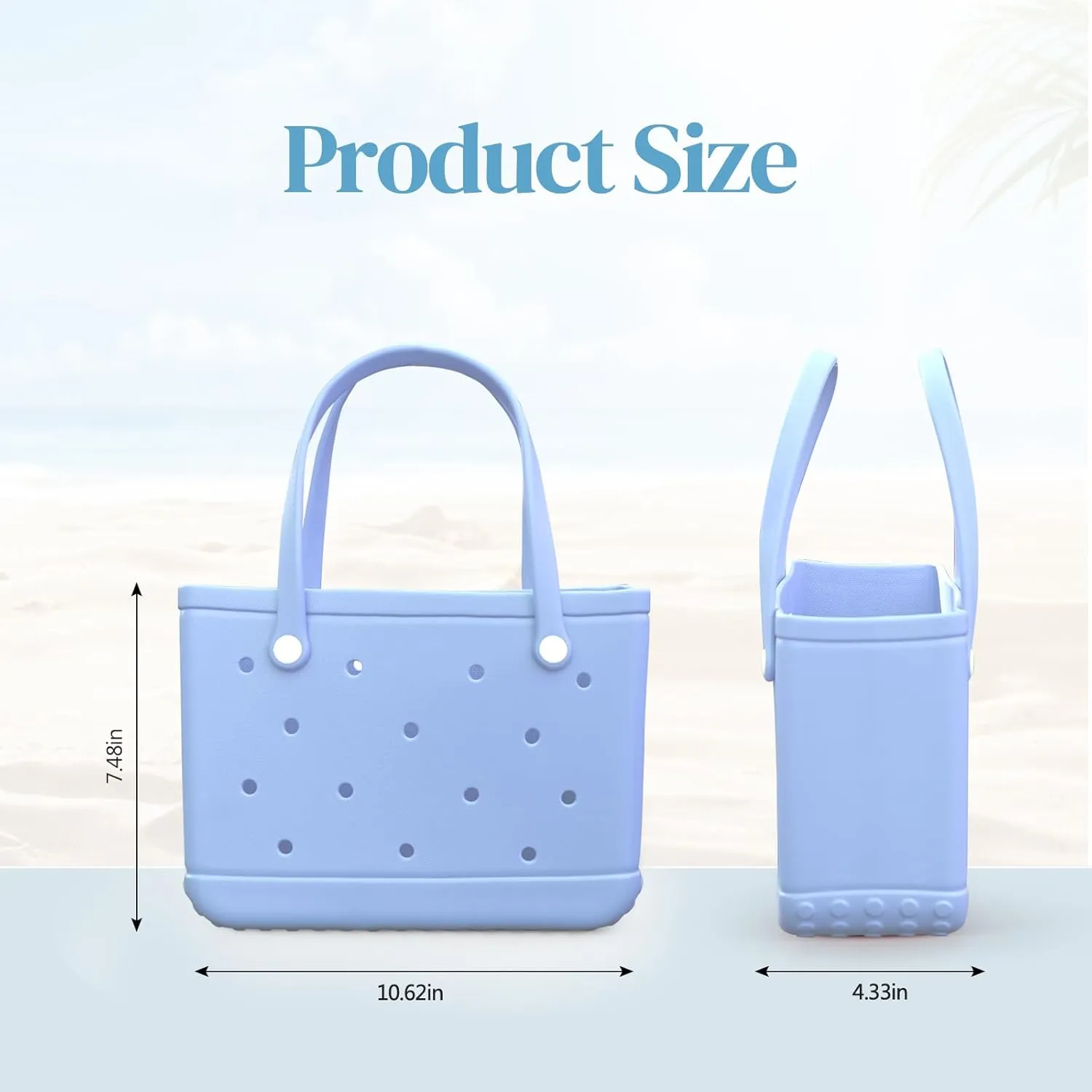 Small Rubber Tote Bag Waterproof Beach Bag Durable Small Rubber Beach Tote Open Handbag for Woman