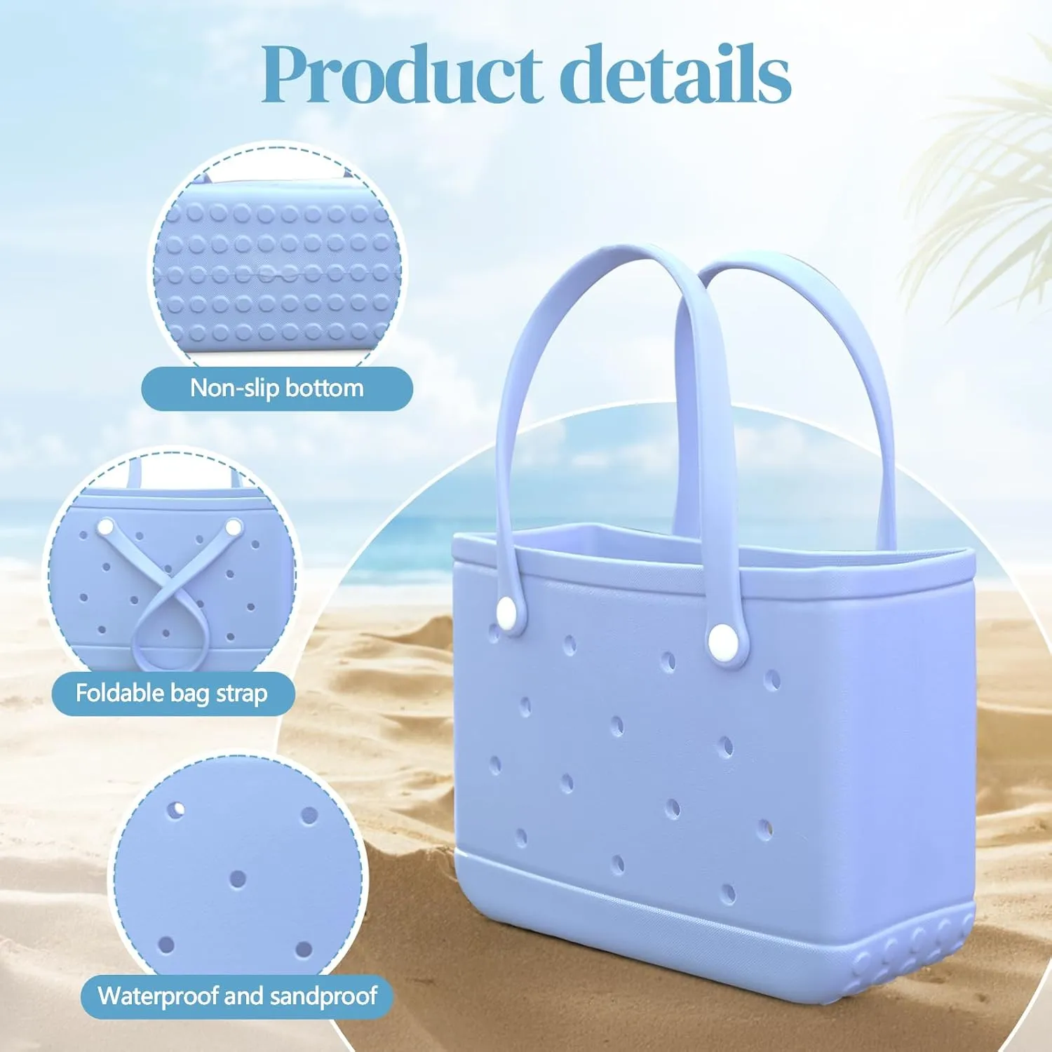 Small Rubber Tote Bag Waterproof Beach Bag Durable Small Rubber Beach Tote Open Handbag for Woman