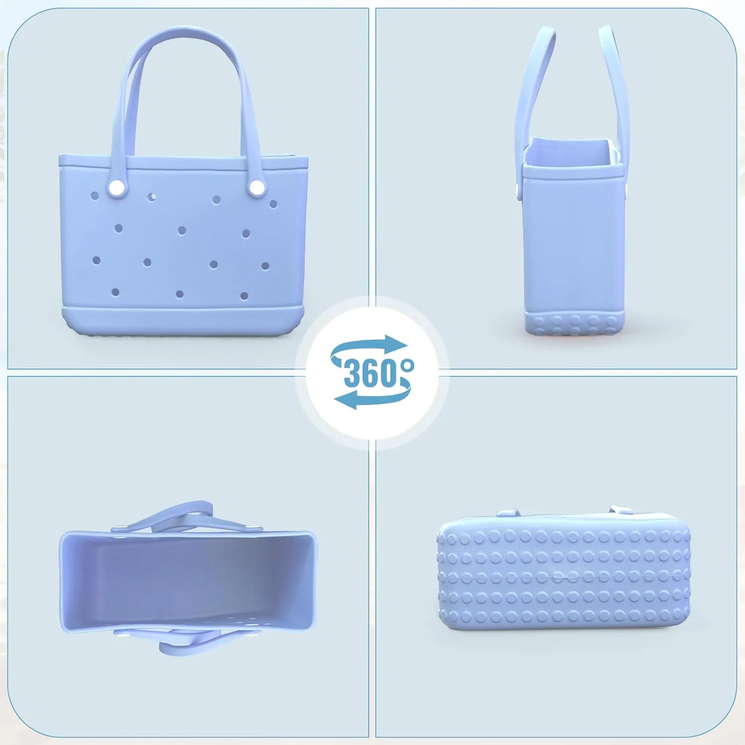 Small Rubber Tote Bag Waterproof Beach Bag Durable Small Rubber Beach Tote Open Handbag for Woman