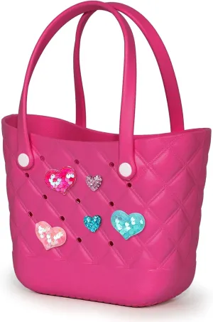 Small Rubber Tote Bag with 5 Charms Cute Beach Tote Small Rubber Bags for Women