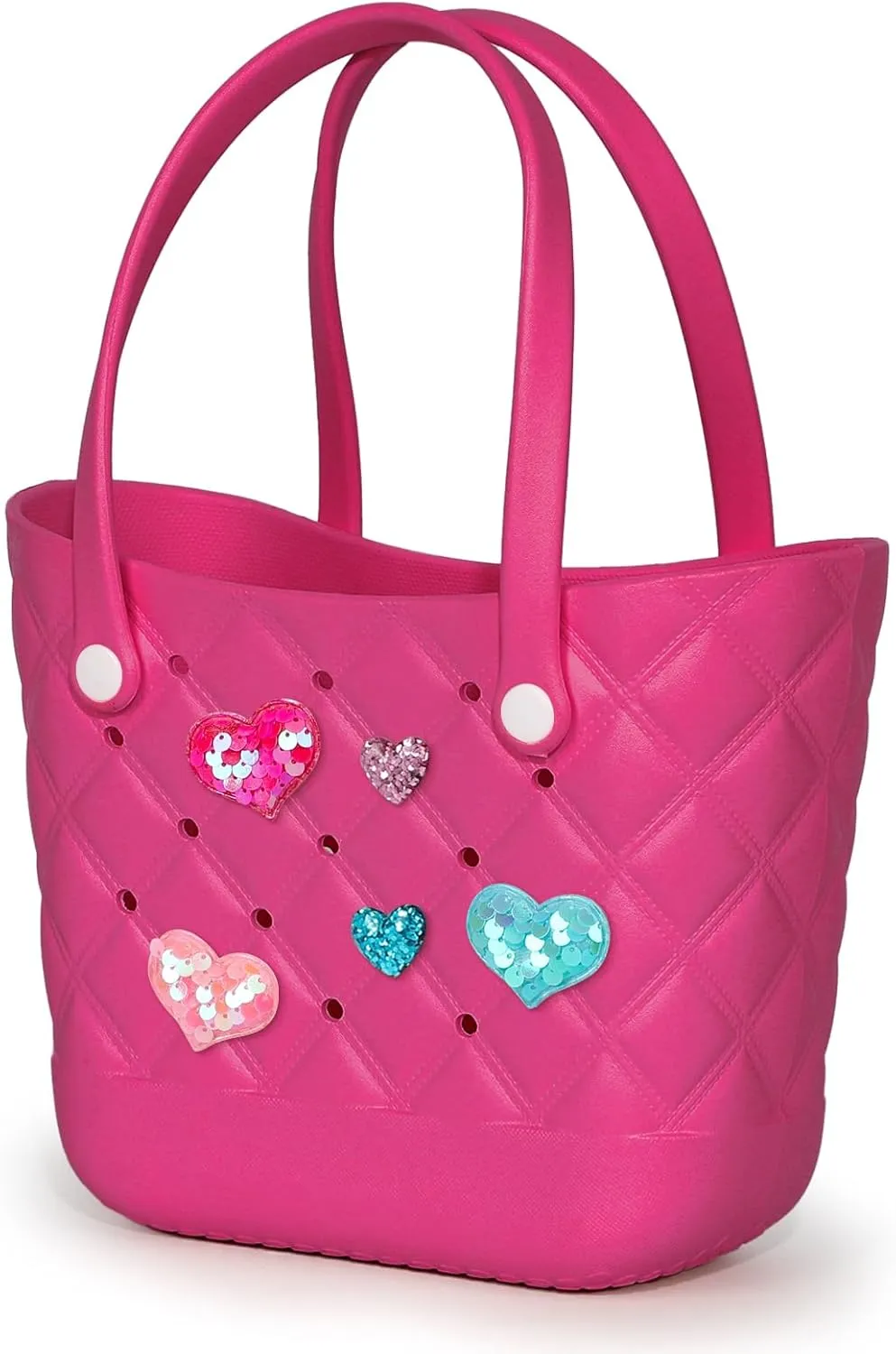 Small Rubber Tote Bag with 5 Charms Cute Beach Tote Small Rubber Bags for Women