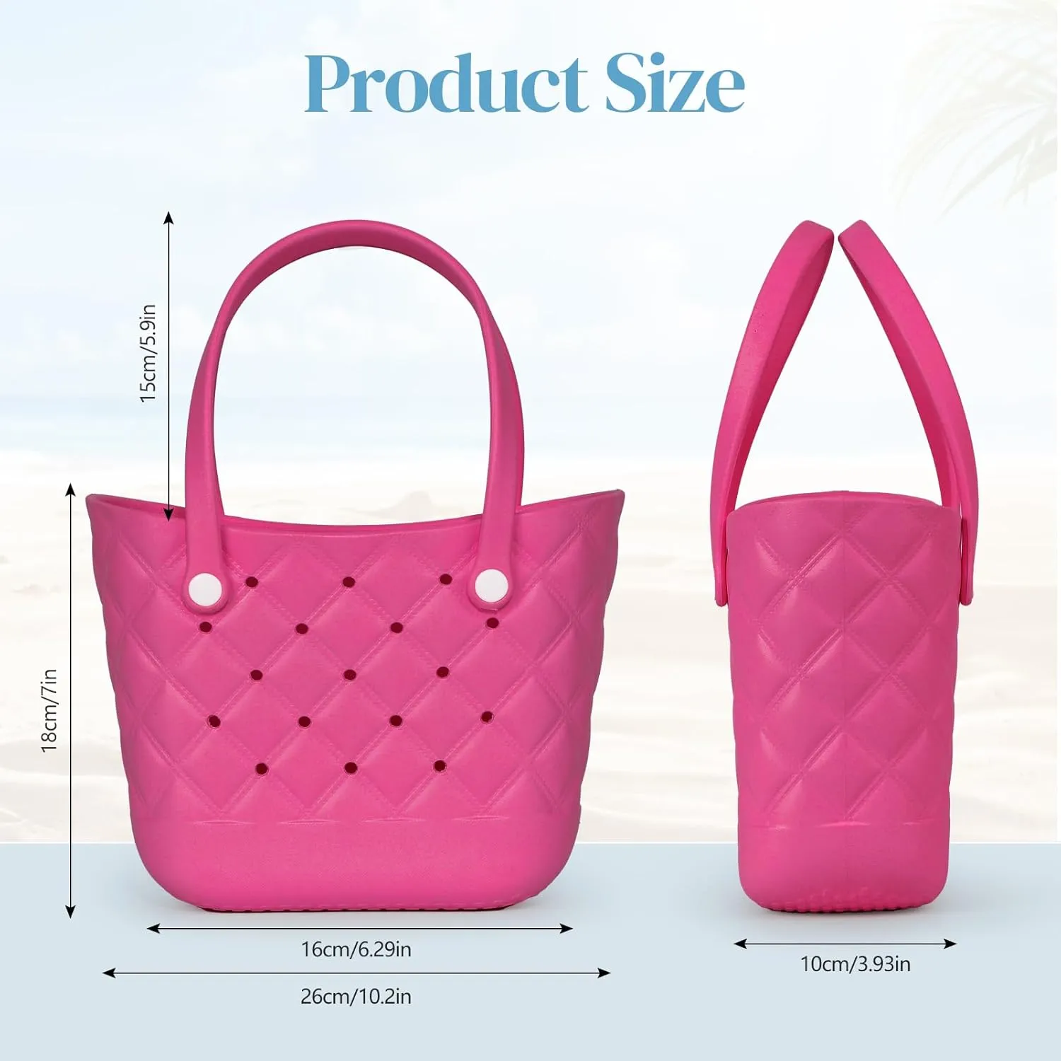 Small Rubber Tote Bag with 5 Charms Cute Beach Tote Small Rubber Bags for Women