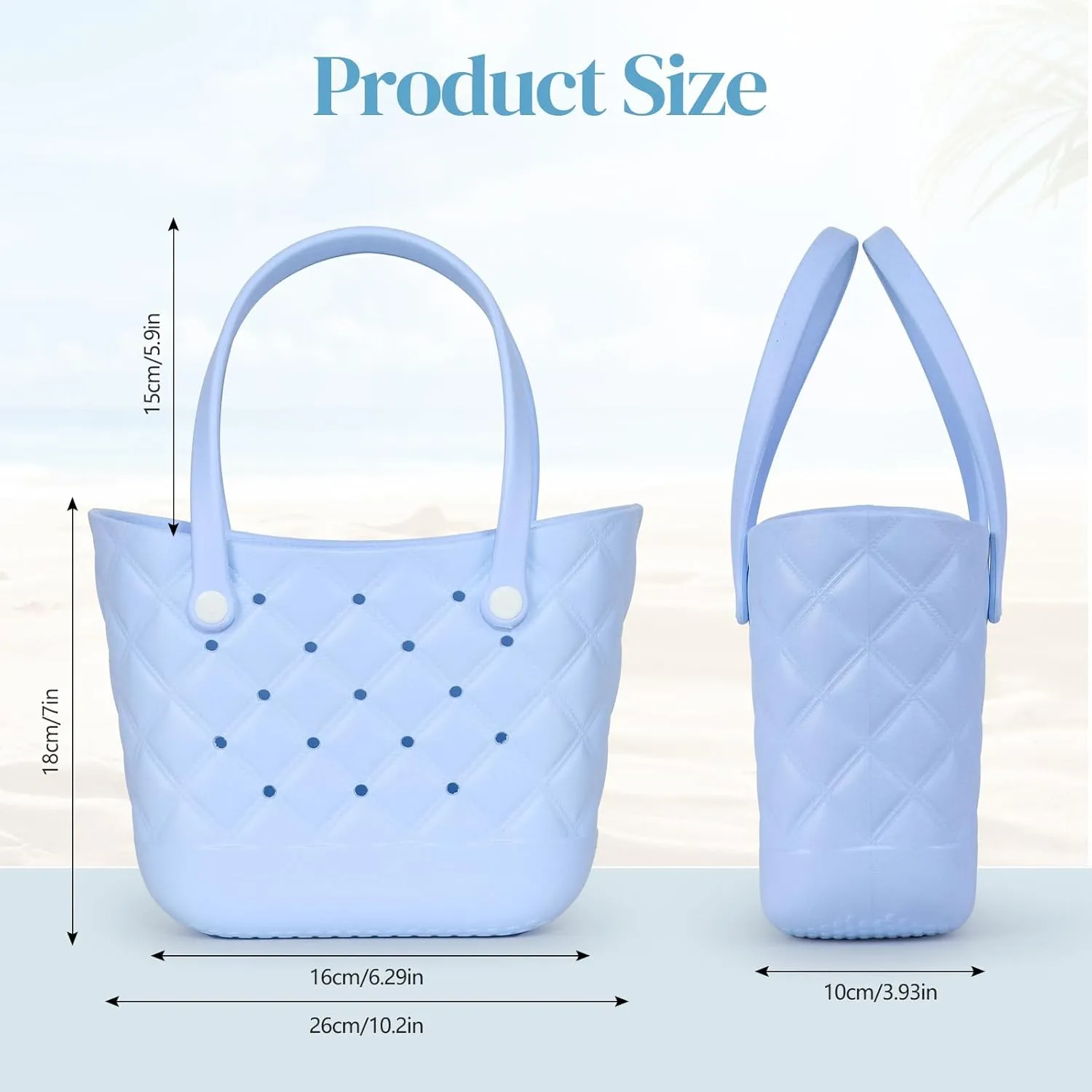 Small Rubber Tote Bag with 5 Charms Cute Beach Tote Small Rubber Bags for Women