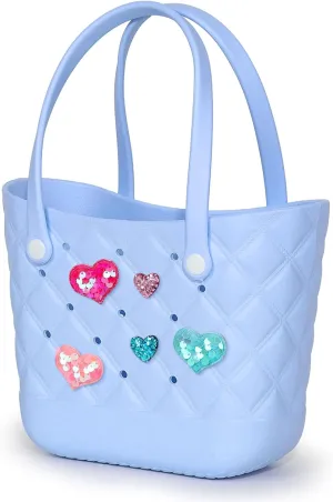 Small Rubber Tote Bag with 5 Charms Cute Beach Tote Small Rubber Bags for Women